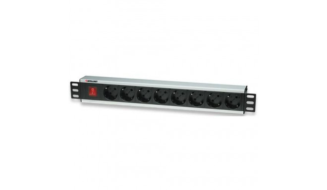 Intellinet 19&quot; Rackmount 8-Way Power Strip - German Type, With On/Off Switch, No Surge Prot