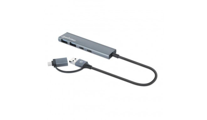 Manhattan USB-C &amp; USB-A Combo Dock/Hub, Ports (4): USB-A (x2) and USB-C (x2), 5 Gbps (USB 3.