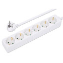 Manhattan Power Distribution Unit EU (2-pin), x6 gang/output, 2m cable, 16A, White, Extension Lead,  Manhattan Power Distribution Unit EU (2-pin), x6 gang/output, 2m cable, 16A, White, Extension Lead,