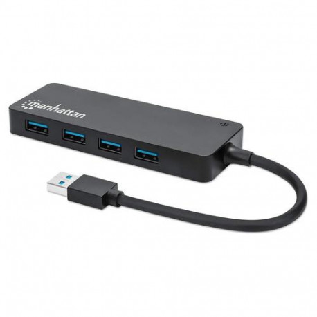 Manhattan USB-A 4-Port Hub, 4x USB-A Ports, 5 Gbps (USB 3.2 Gen1 aka USB 3.0), USB powered (no exter