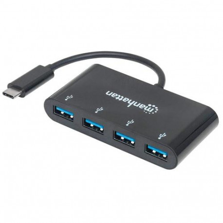 Manhattan USB-C Dock/Hub, Ports (x4): USB-A (x4), 5 Gbps (USB 3.2 Gen1 aka USB 3.0), USB powered (no