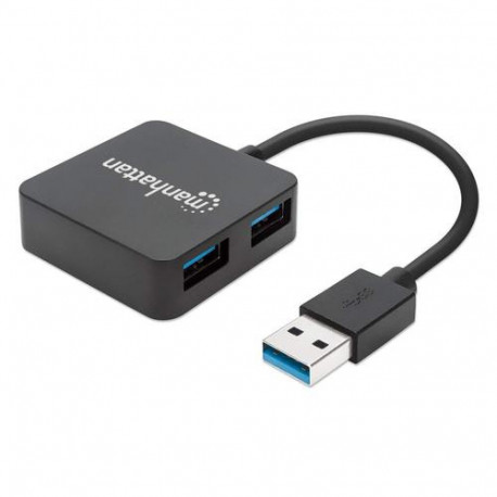 Manhattan USB-A 4-Port Hub, 4x USB-A Ports, 5 Gbps (USB 3.2 Gen1 aka USB 3.0), Bus Power, Fast charg