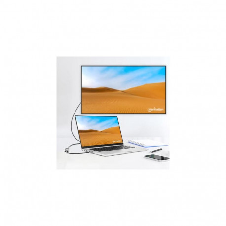 Manhattan USB-C to HDMI Cable, 4K@60Hz, 5 Gbps (USB 3.2 Gen1 aka USB 3.0), 15cm, Black, Male to Fema