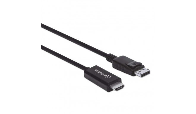 Manhattan DisplayPort 1.2 to HDMI Cable, 4K@60Hz, 3m, Male to Male, DP With Latch, Black, Not Bi-Dir