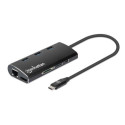 Manhattan USB-C Dock/Hub with Card Reader, Ports (x6): Ethernet, HDMI, USB-A (x3) and USB-C, With Po