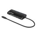 Manhattan USB-C Dock/Hub with Card Reader, Ports (x6): Ethernet, HDMI, USB-A (x3) and USB-C, With Po