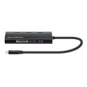 Manhattan USB-C Dock/Hub with Card Reader, Ports (x6): Ethernet, HDMI, USB-A (x3) and USB-C, With Po