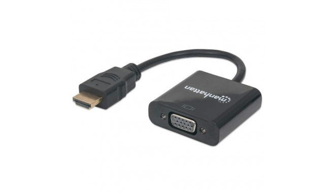 Manhattan HDMI to VGA Converter cable, 1080p, 30cm, Male to Female, Micro-USB Power Input Port for a