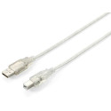 Equip USB 2.0 Type A to Type B Cable, 5.0m , Transparent silver