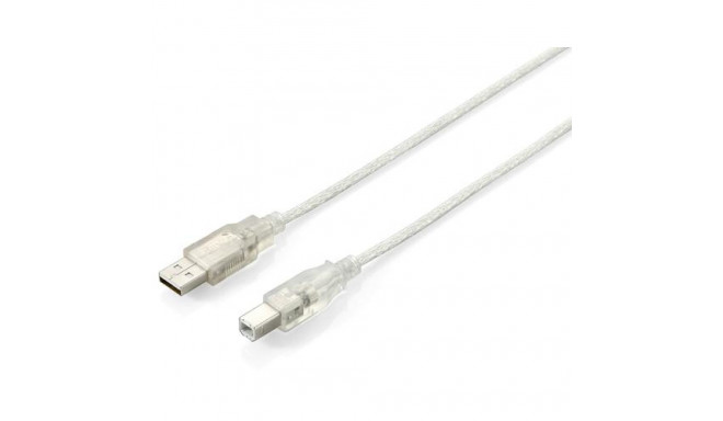 Equip USB 2.0 Type A to Type B Cable, 5.0m , Transparent silver