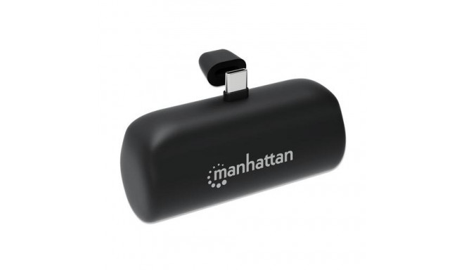 Manhattan Power Bank with integrated USB-C plug, 5000 mAh, Up to 20W output, Kickstand for Use as Ch