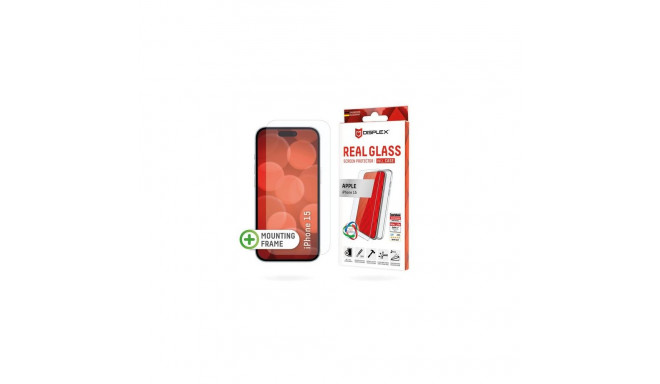 Displex Screen Protector + Case for Apple iPhone 15, Eco Mounting Frame, scratch resistant