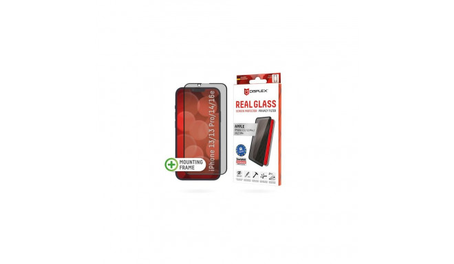 Displex Privacy Screen Protector (10H) for Apple iPhone 13/13 Pro/14/16e, Eco Mounting Frame, Privac