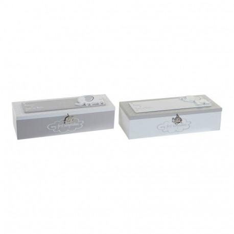 Decorative box DKD Home Decor Metal MDF Wood (24 x 8 x 6 cm) (2 pcs)