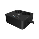 "Steckdosenleiste Doppelsteckdose + 2x USB-Port ICY BOX Black"