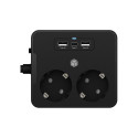"Steckdosenleiste Doppelsteckdose + 2x USB-Port ICY BOX Black"