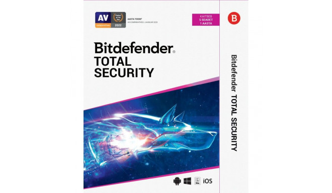 Tarkvara Bitdefender Total Security, 1 aasta, 5 seadet, KARP