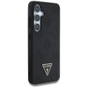 Case Guess Grained Hot Stamp Peony Pattern Triangle Logo MagSafe for Samsung Galaxy S25 black