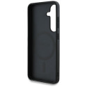 Case Guess Grained Hot Stamp Peony Pattern Triangle Logo MagSafe for Samsung Galaxy S25 black