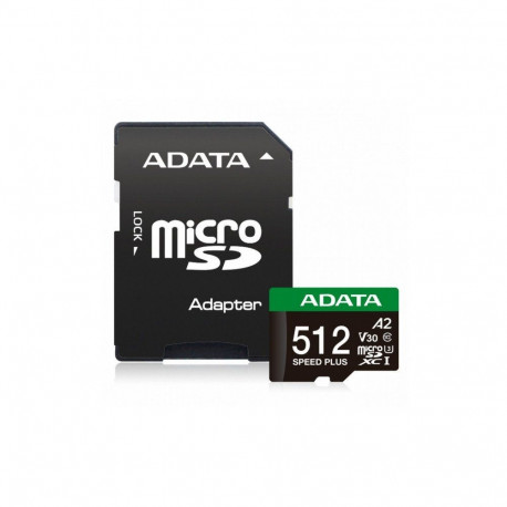 ADATA Speed Plus MicroSDXC 512 GB Class 3 UHS-I/U3 A2 V30 card (UD512GUI3V30A2SP-RA1)
