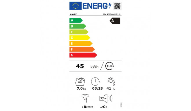 Candy | Washing Machine | RP4 476BWMRR/1-S | Energy efficiency class A | Front loading | Washing cap