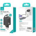 USAMS Charger 1xUSB-C with retractable USB-C Retractable PD+QC 30W Gan Fast Charging black/blac