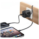 USAMS Charger 1xUSB-C with retractable USB-C Retractable PD+QC 30W Gan Fast Charging black/blac