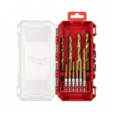 10 Piece Metal Drill Bit Set MILWAUKEE SWave 1/4" Hex SW HSS-G TIN