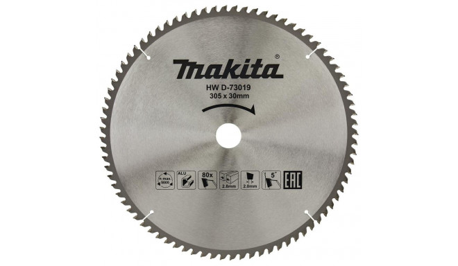 lõikeketas alumiiniumile MAKITA 305x30x2.8 80T 5°
