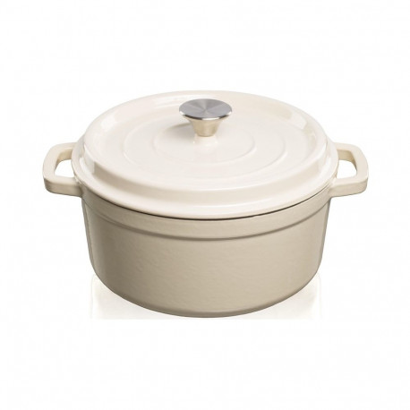 Cast iron pot Grand Feu, minimalist design "Casserole" with lid, 4.7l, white