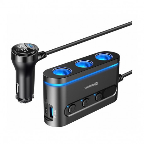 Swissten Car charger 2x USB-C PD / 1x USB-A QA 3.0 / 3x CL