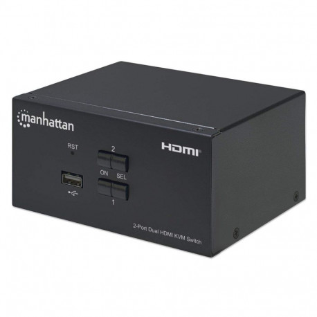 Manhattan HDMI KVM Switch 2-Port, 4K@30Hz, USB-A/3.5mm Audio/Mic Connections, Cables included, Audio