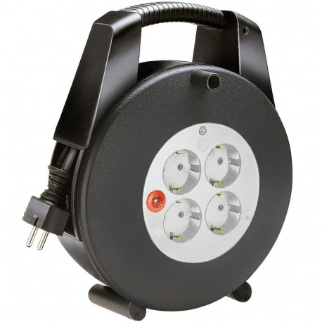 Vario-Line Mini-Kabeltrommel 4-fach (schwarz/grau, 15 Meter)