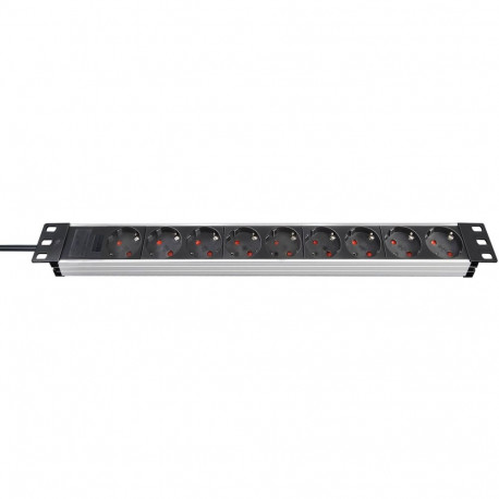 Alu-Line pistikuriba 19" 9-fach 1HE 2Meter, hõbe/must