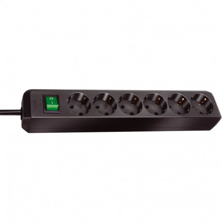 Eco-Line Steckdosenleiste 6-fach (schwarz, 1,5 Meter)