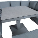 Aiamööblikomplekt RIO laud, nurgadiivan ja 2 tumbat, hallikasbeež