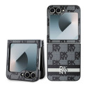 DKNY - DKNY PU Leather Checkered Pattern and Stripe Case for Samsung Galaxy Z Flip 6 Black