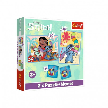 Puzzle + MEMOS - 2w1 (30,48) - Wesoły dzień Lilo and Stitch - Trefl 93585