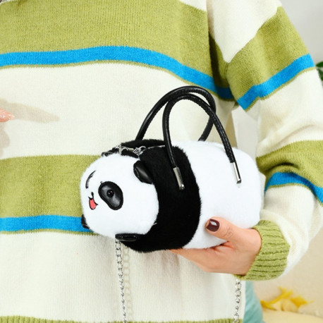 pluškott torba panda metallist sangad must-valge 20 cm