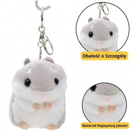 pluszist hamster maskott võtmehoidja hall 10cm
