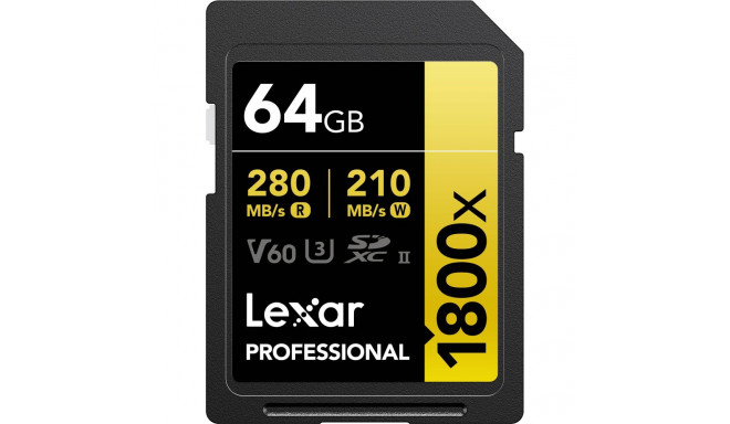 Memory Card - Lexar Professional 64GB 1800x 280R/210W UHS-II SDXC V60 (2 pcs)