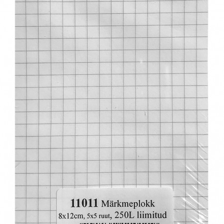 Märkmepaber 8x12cm ruuduline, 250lehte, liimitud