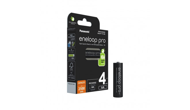 Akupatareid Panasonic Eneloop Pro AA HR6 2500mAh NiMH 4BP, 1,2V 4 akupatareid suure voolutarbega sea
