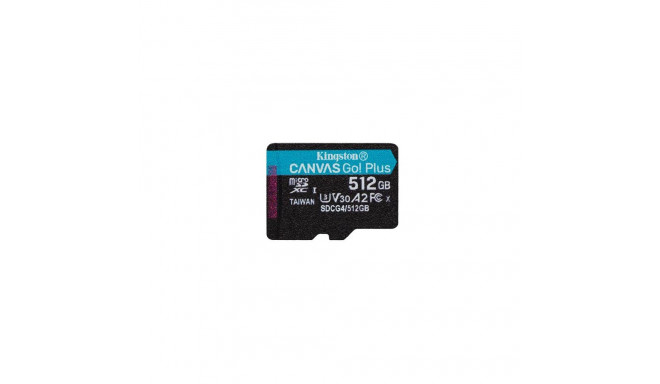 Kingston Technology 512GB microSDXC Canvas Go Plus Gen4 200R A2 U3 Single Pack w/o ADP