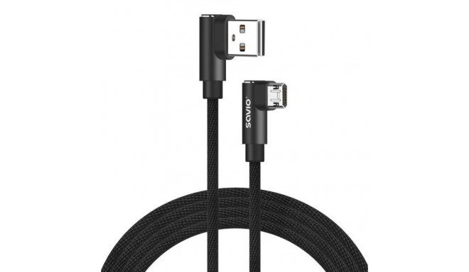 Savio CL-161 dwustronny kabel USB- micro USB, 1m, ktowy, oplot USB cable USB 2.0 USB A Micro-USB A B
