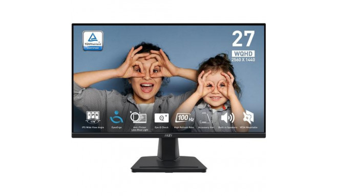 MSI Pro MP275Q computer monitor 68.6 cm (27&quot;) 2560 x 1440 pixels Wide Quad HD LED Black