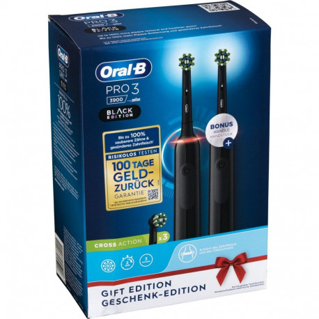 Oral-B Electric Toothbrush | Pro 3 3900 Black Edition Duopack | Rechargeable | For adults | Number o