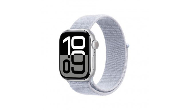 Apple Watch Series 10 GPS + Cellular 42mm Silver Aluminium Case with Blue Cloud Sport Loop