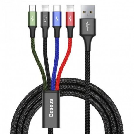 Baseus KB2L435A12BK mobile phone cable Black, Blue, Green, Red 1.2 m USB A 2 x Lightning + micro-USB