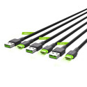 Green Cell Set 3x GC Ray USB-C Cable 30cm, 120cm, 200cm with green LED backlight, fast charging UC, 